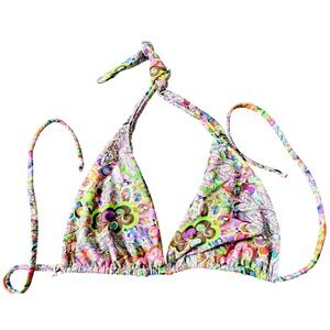 Piel L By Stephanie Polanco Bikini Top‎ Size L Multicolor Halter Style NWT